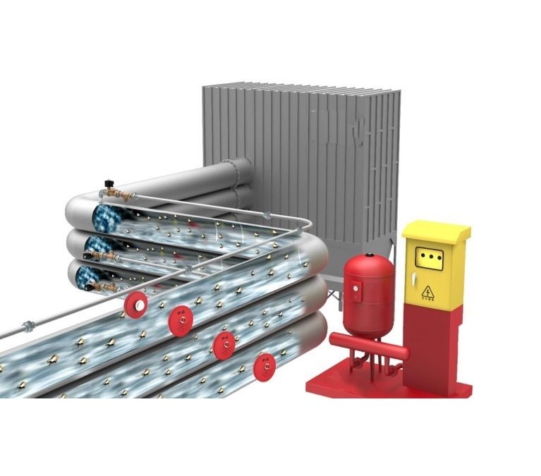 Spark detection and extinguishing system for dust collection ducts